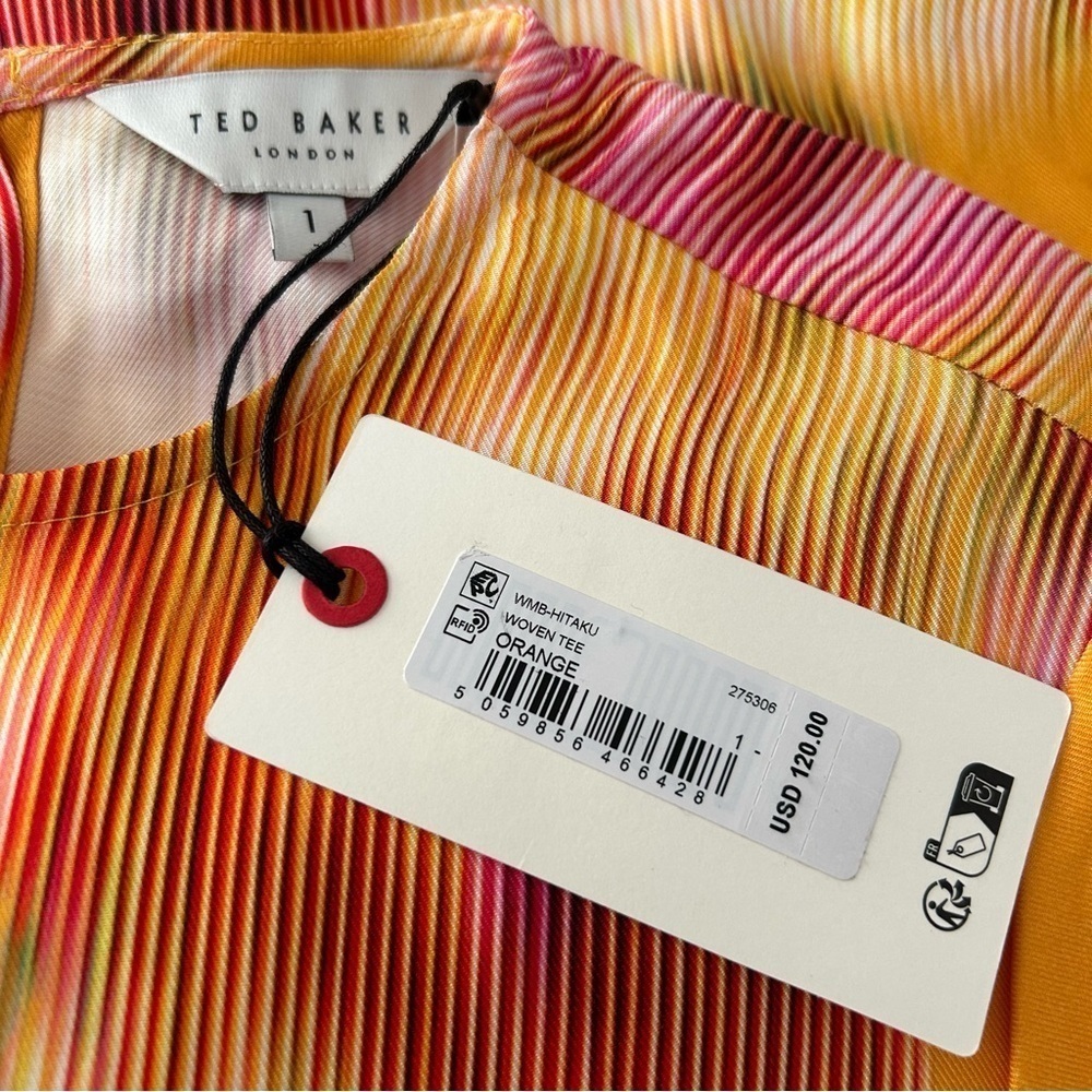 TED BAKER LONDON  Hitaku Floral-Print Woven Top in Orange Size US 4 / Ted 1 - Picture 5 of 6